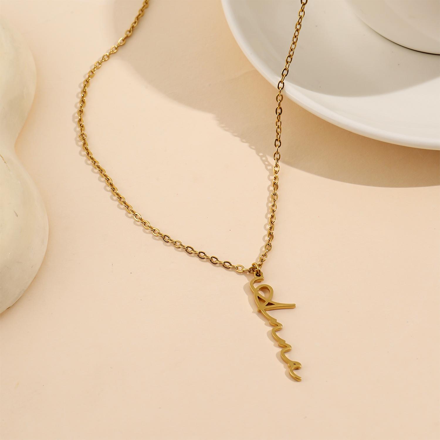 Custom Vertical Font Trendy Necklace