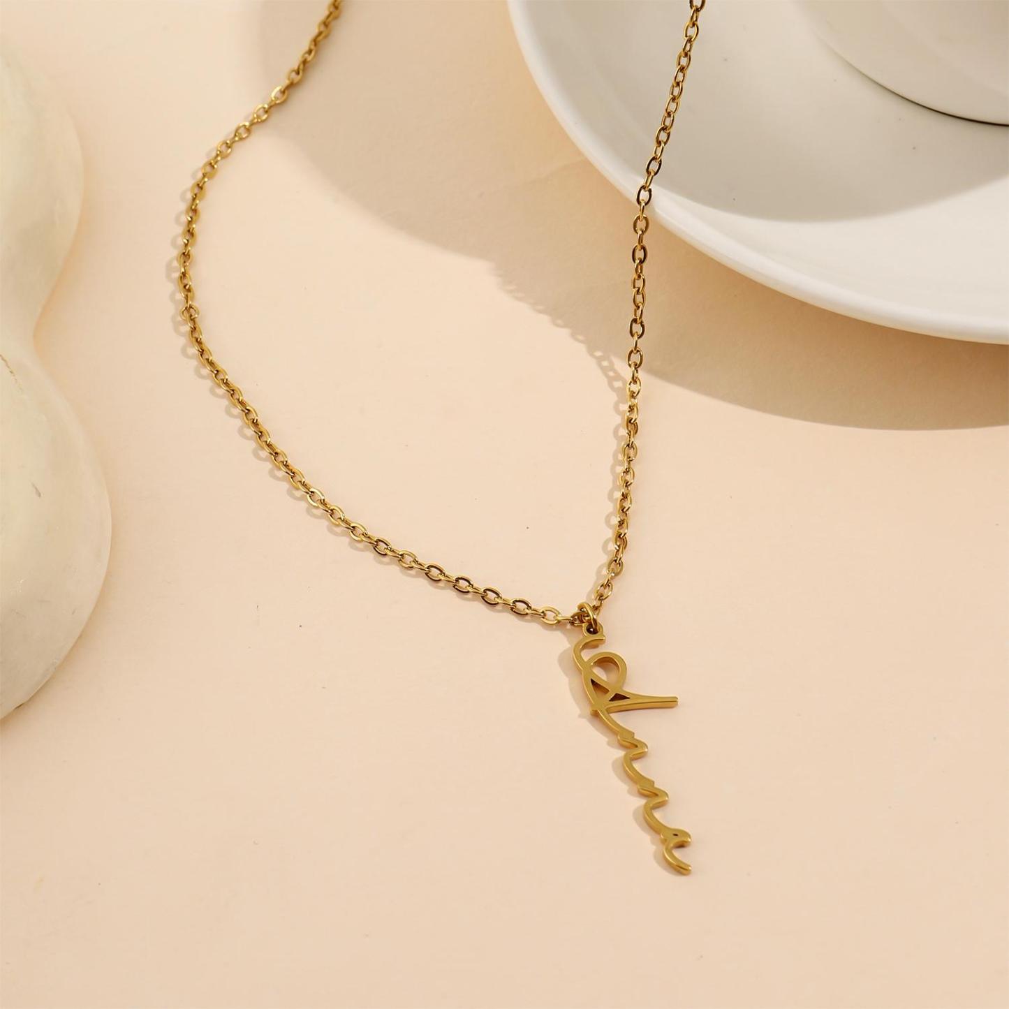 Custom Vertical Font Trendy Necklace
