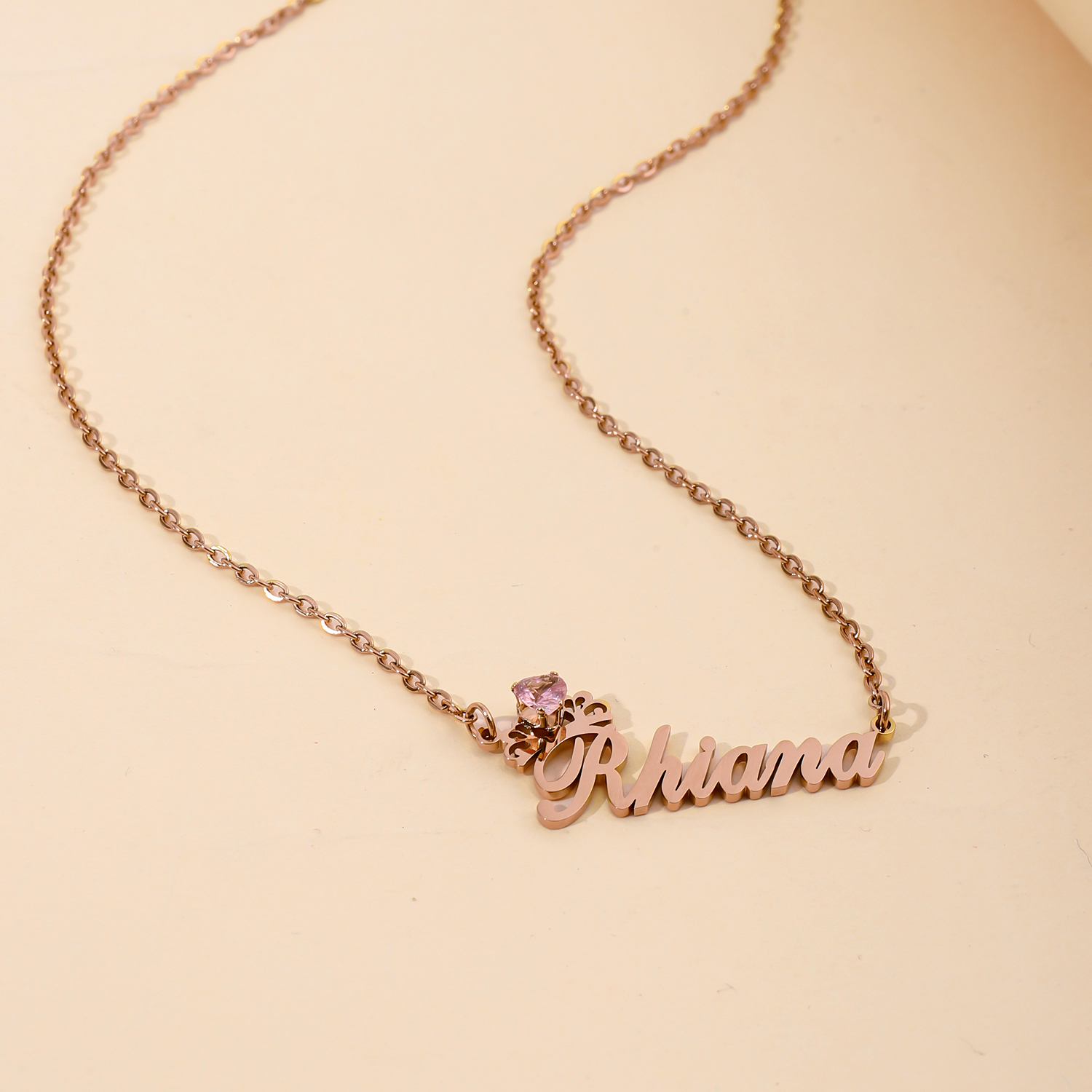 Custom Name Necklace with Shining Birthstones