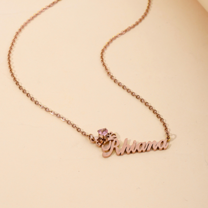 Custom Name Necklace with Shining Birthstones