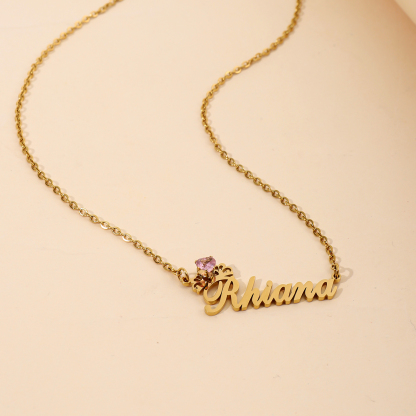 [Copy]Custom Love Filled Rhinestone Connected Necklace with Two Names