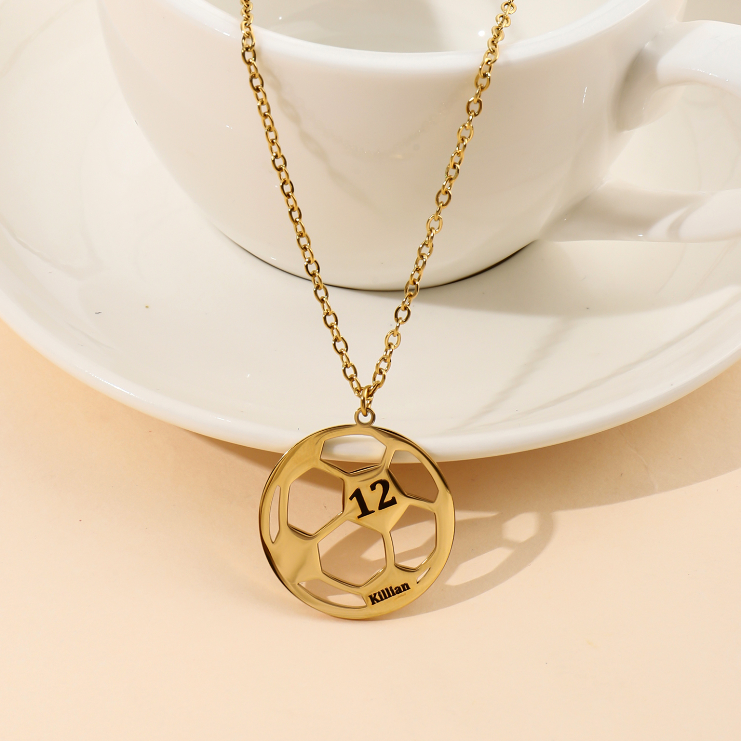 Custom Name Necklace in the Shape of Football