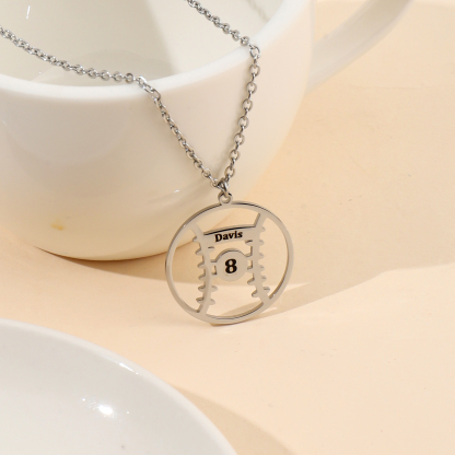 Custom Name Necklace in the Shape of Softball