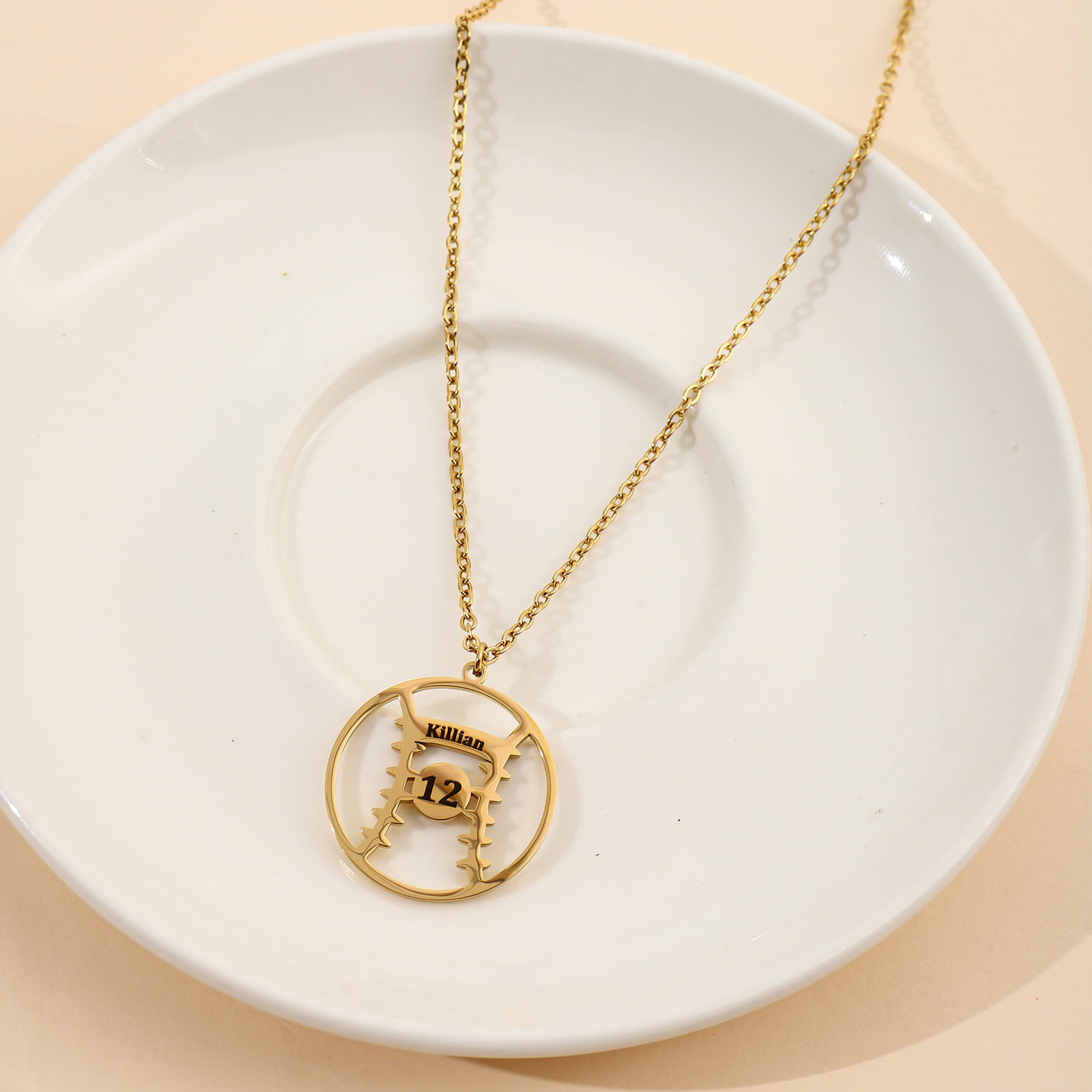 Custom Name Necklace in the Shape of Softball