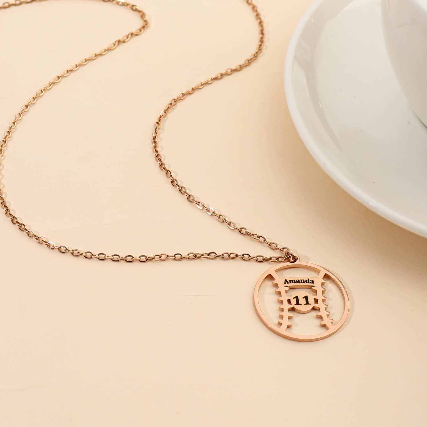 Custom Name Necklace in the Shape of Softball