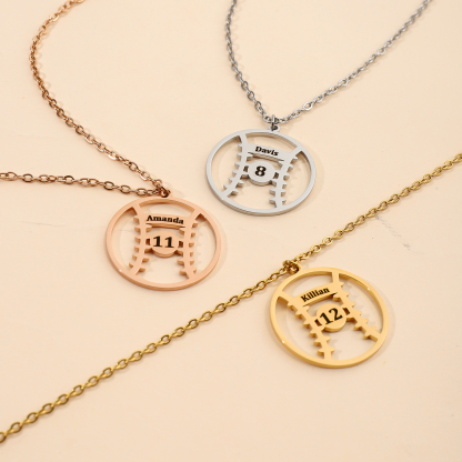 Custom Name Necklace in the Shape of Softball