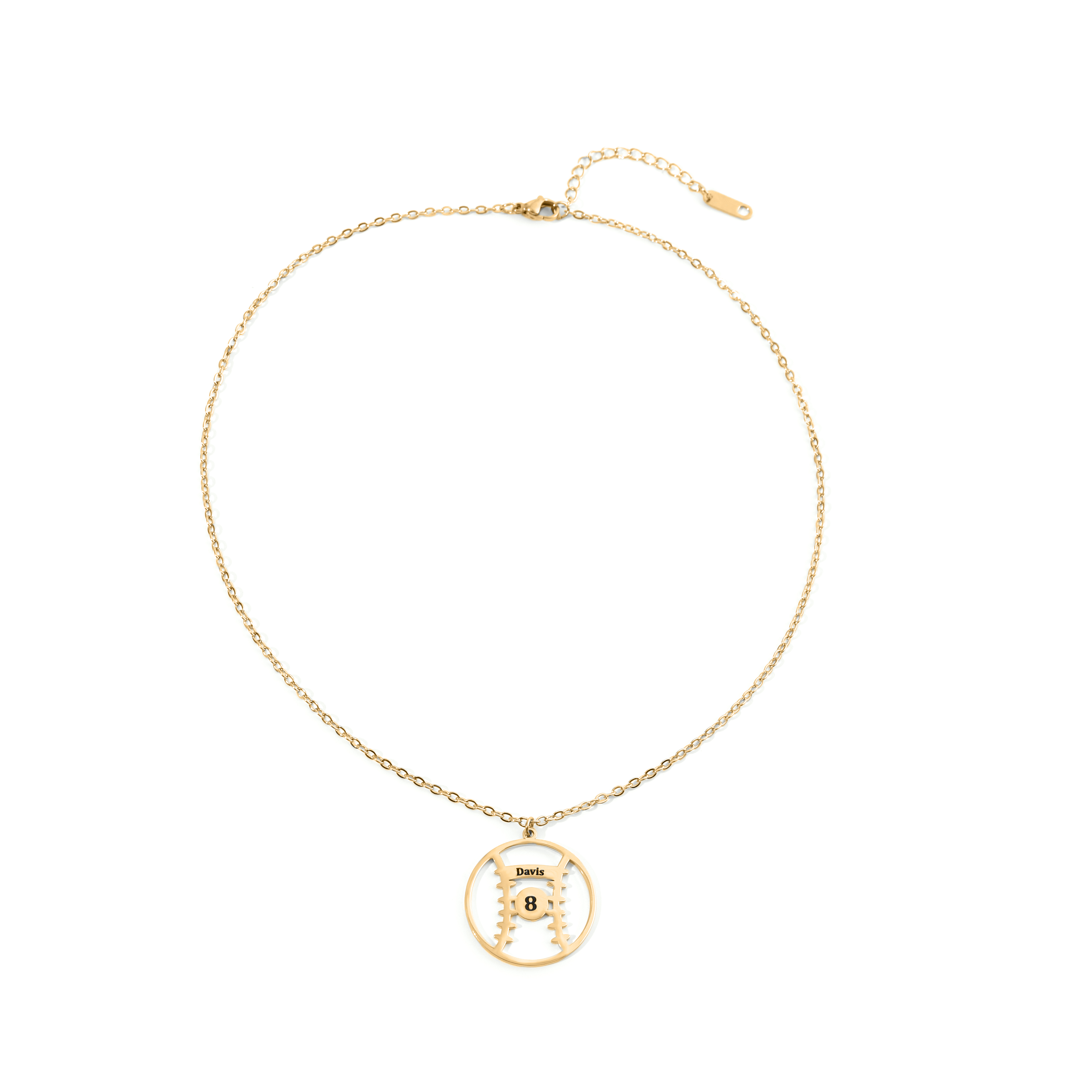 Custom Name Necklace in the Shape of Softball