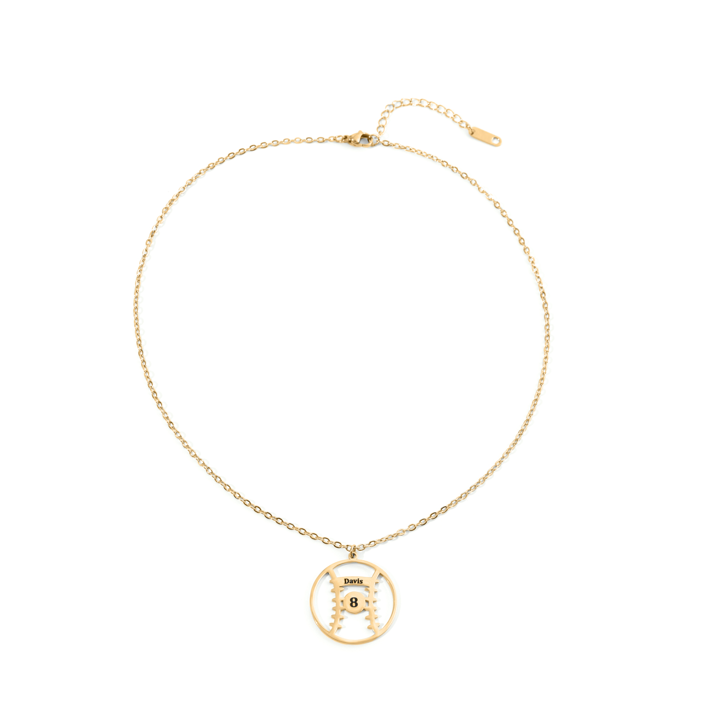 Custom Name Necklace in the Shape of Softball