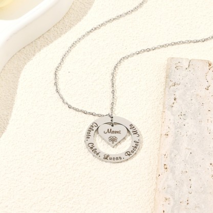Custom Necklaces with Hearts and Ring Engraved with Names and Texts