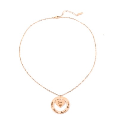 Custom Necklaces with Hearts and Ring Engraved with Names and Texts