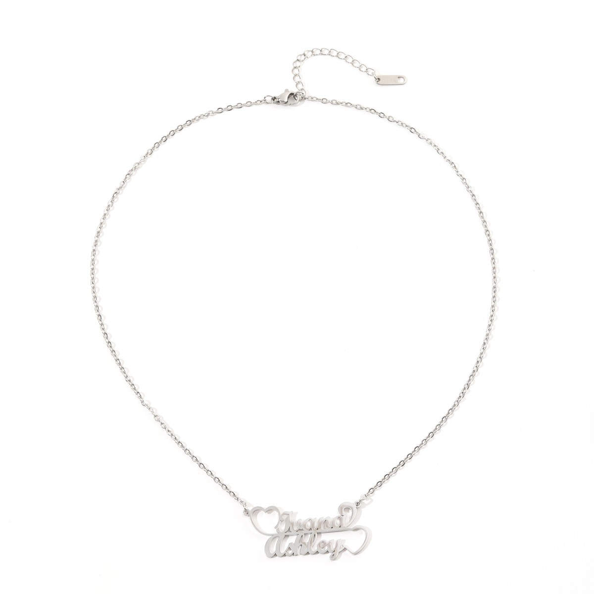 Custom Double Names Connected by Double Hearts Gift for Couple