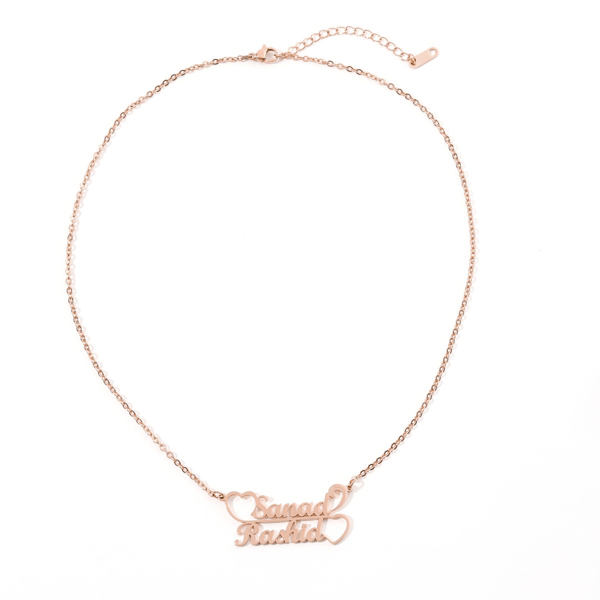 Custom Double Names Connected by Double Hearts Gift for Couple