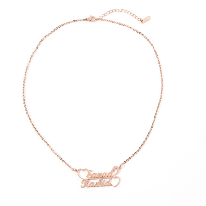 Custom Double Names Connected by Double Hearts Gift for Couple