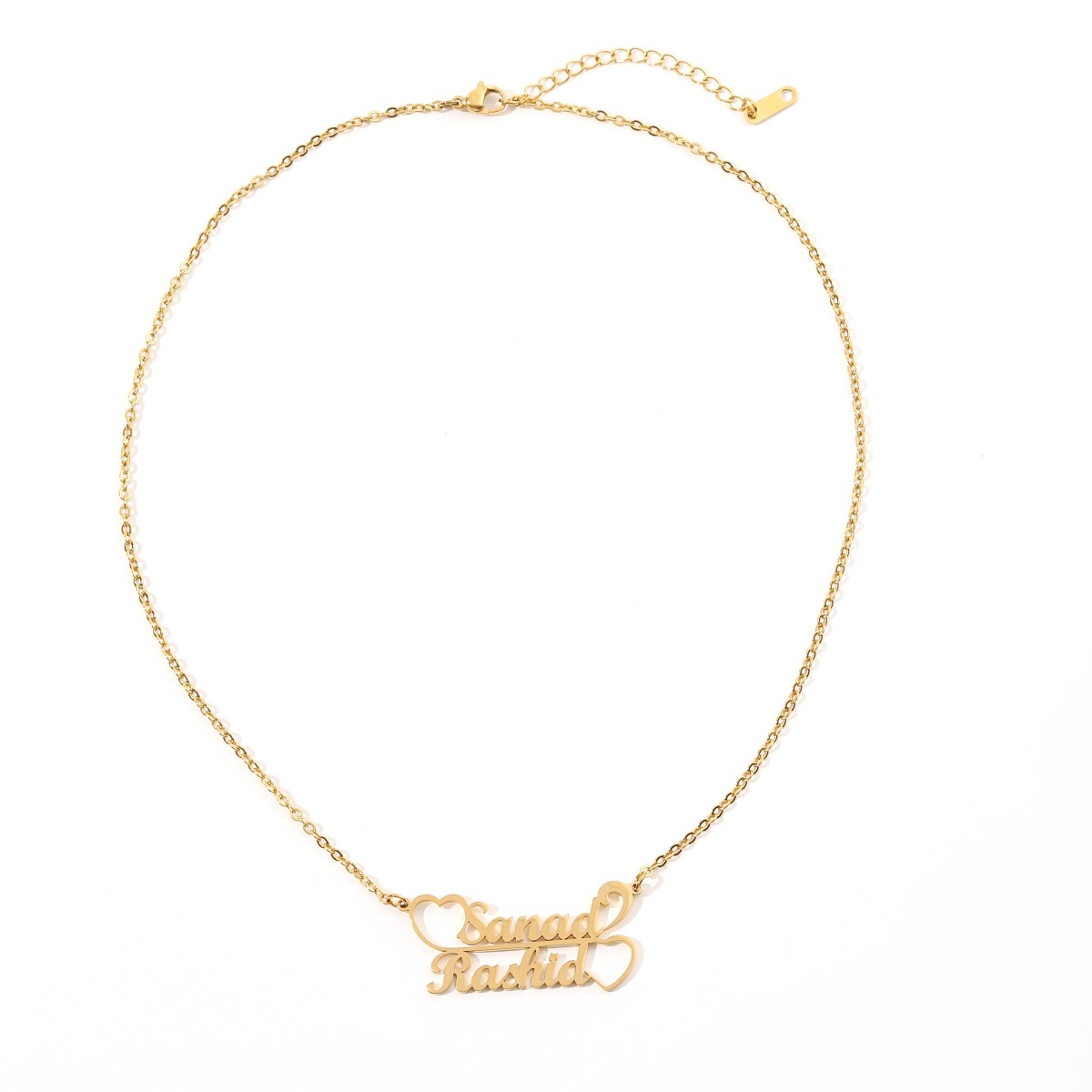 Custom Double Names Connected by Double Hearts Gift for Couple