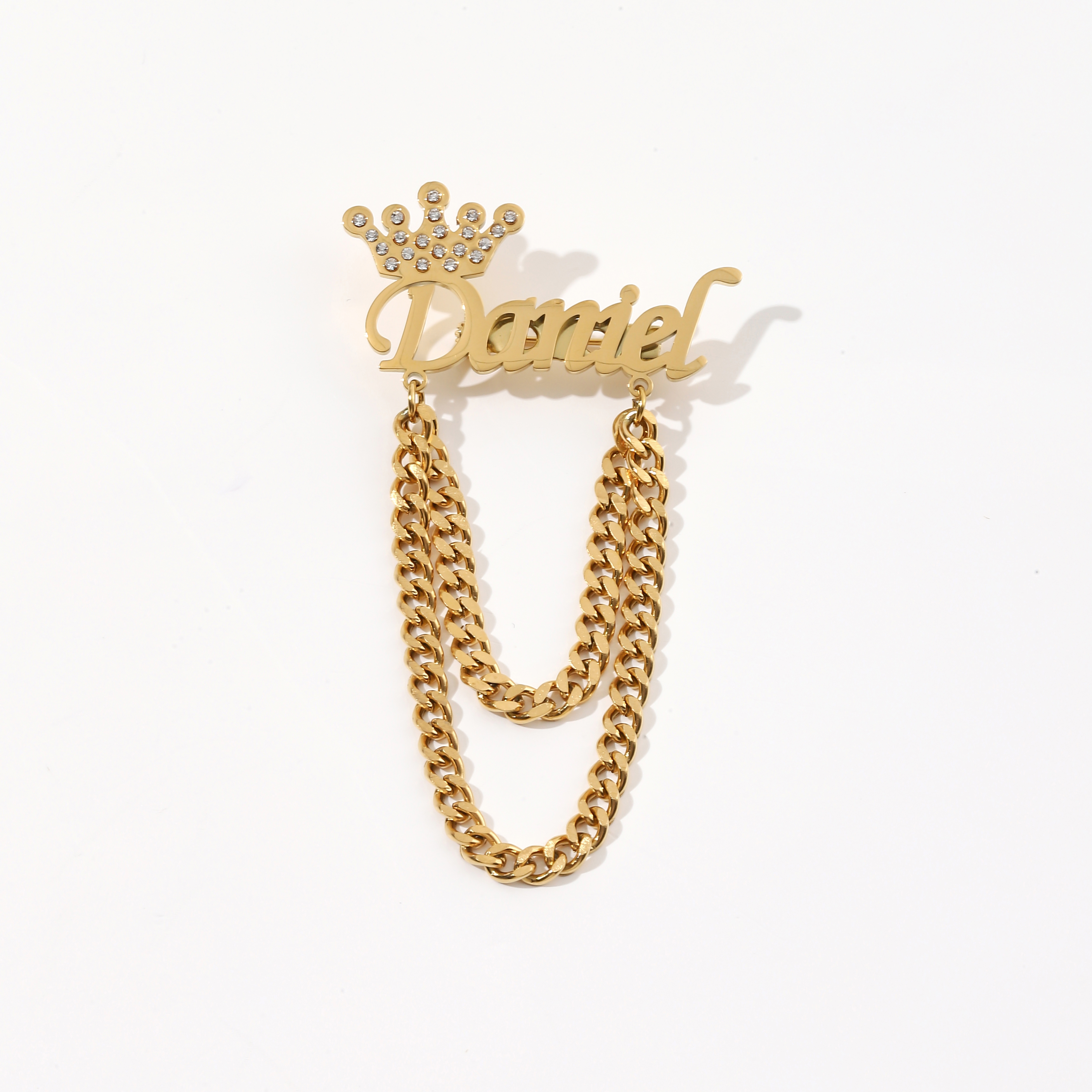 Gorgeous Crown Pendant Chain Customized Name Brooches