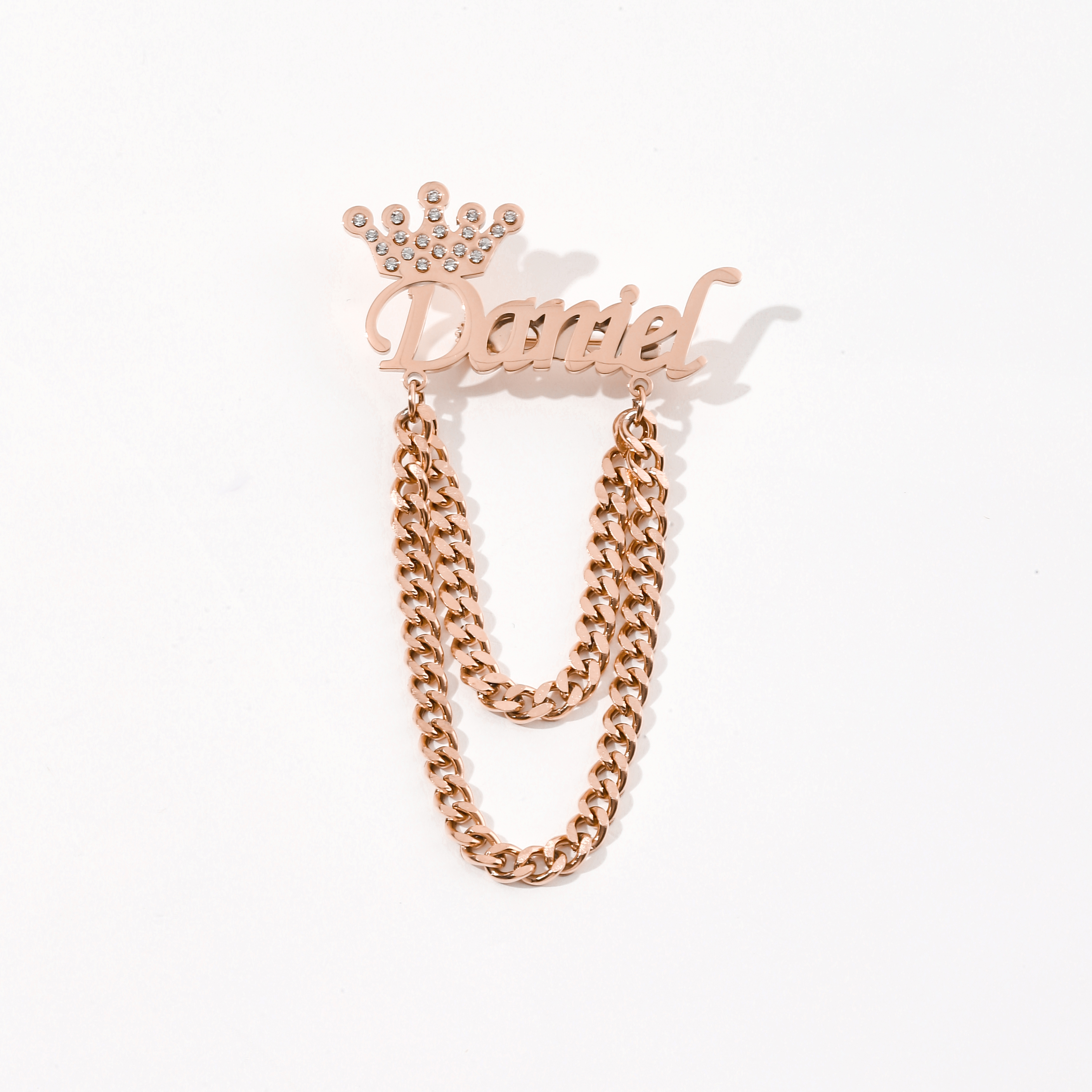 Gorgeous Crown Pendant Chain Customized Name Brooches