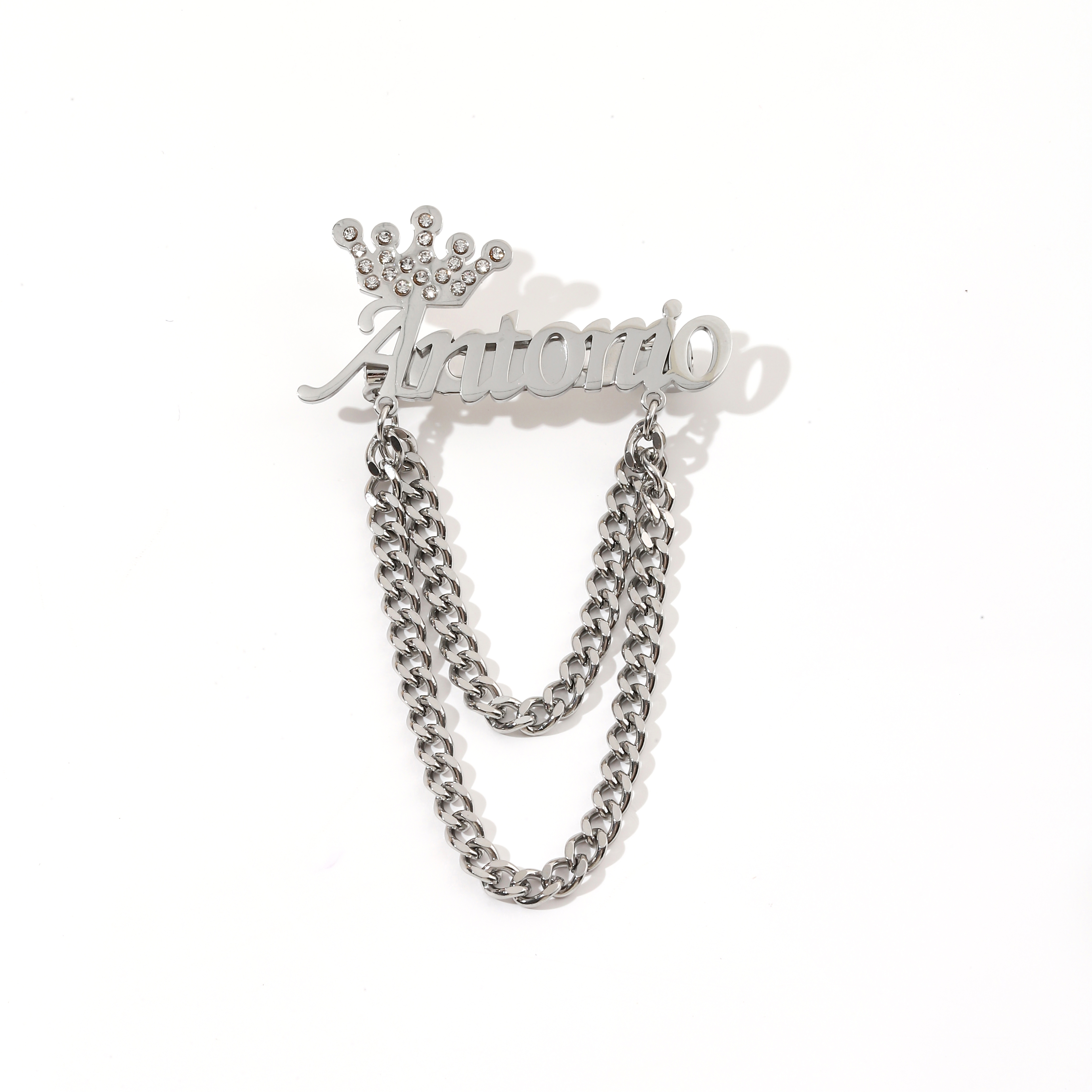 Gorgeous Crown Pendant Chain Customized Name Brooches