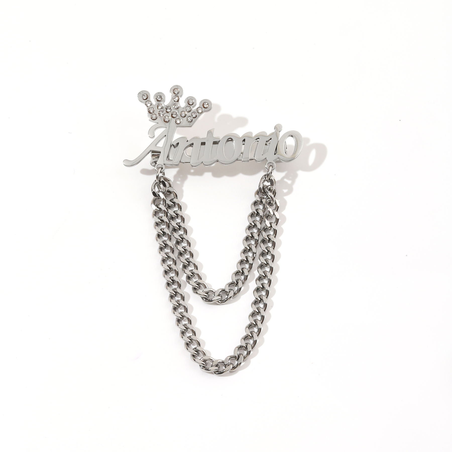 Gorgeous Crown Pendant Chain Customized Name Brooches