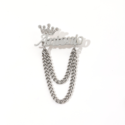 Gorgeous Crown Pendant Chain Customized Name Brooches