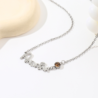 Custom Name and Birthstone Designer Necklace 