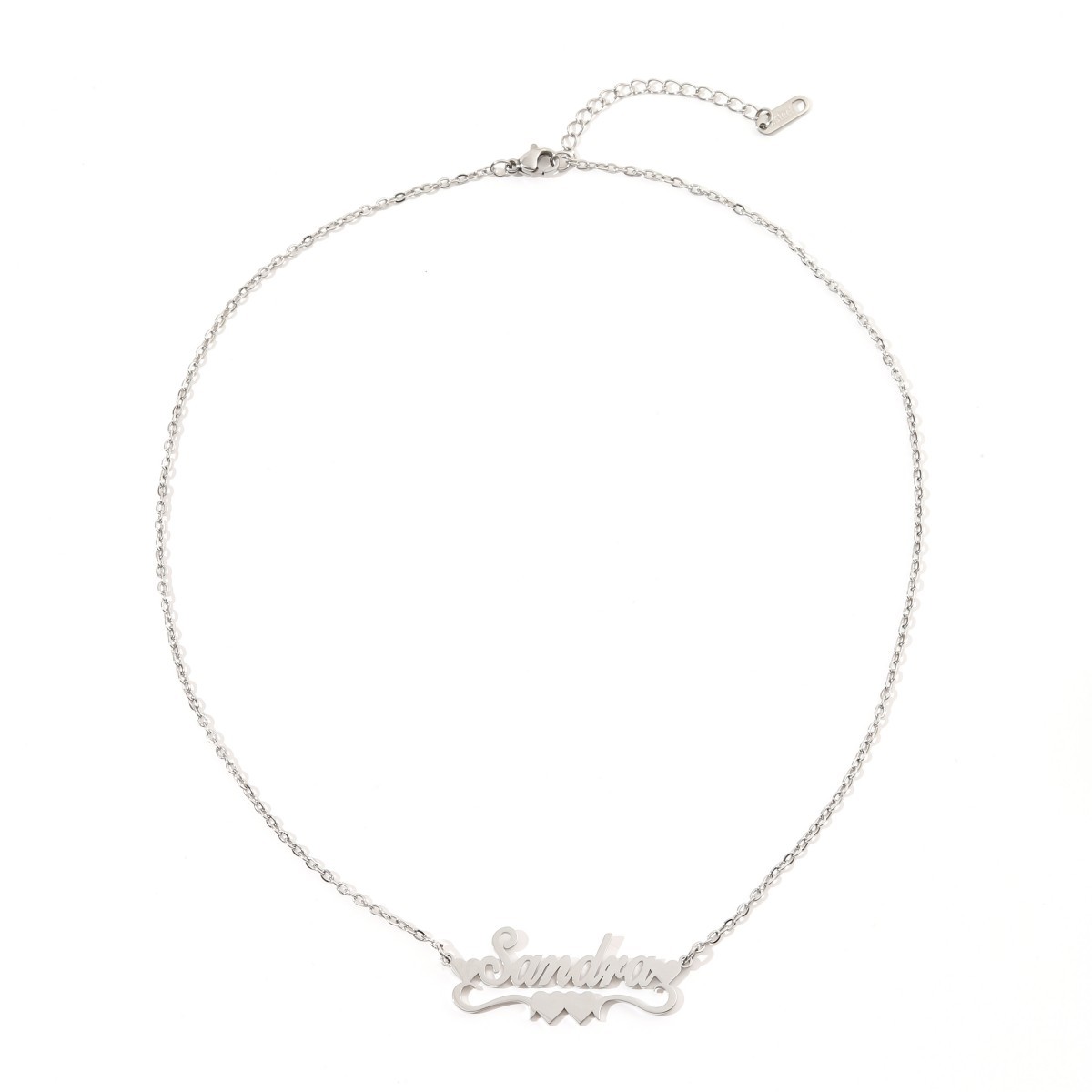 Custom Name Necklaces with Double Heart shaped Ribbons