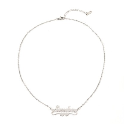 Custom Name Necklaces with Double Heart shaped Ribbons