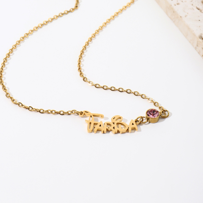 Custom Name and Birthstone Designer Necklace 