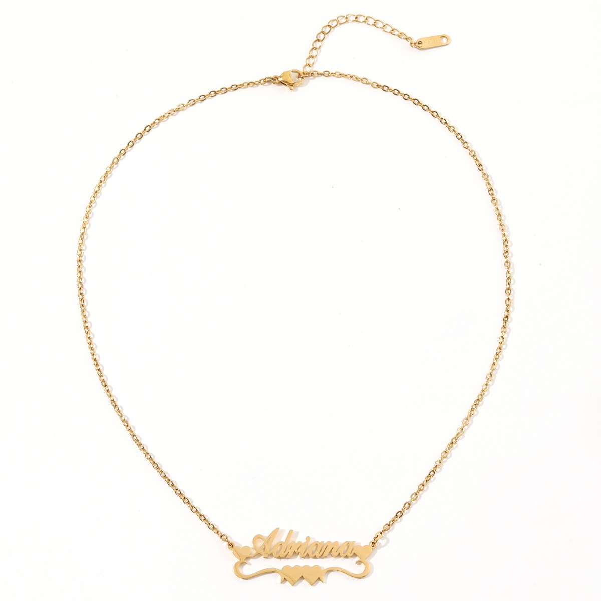 Custom Name Necklaces with Double Heart shaped Ribbons