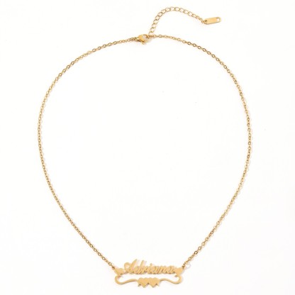 Custom Name Necklaces with Double Heart shaped Ribbons