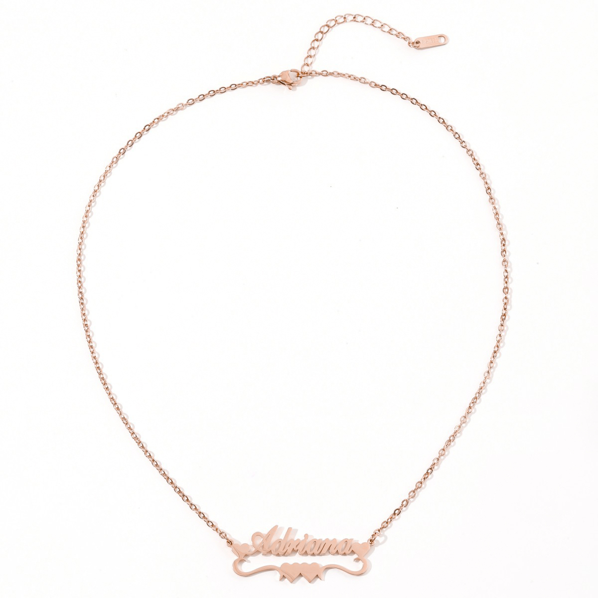Custom Name Necklaces with Double Heart shaped Ribbons