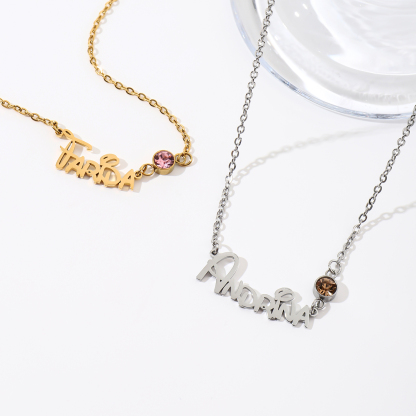 Custom Name and Birthstone Designer Necklace 