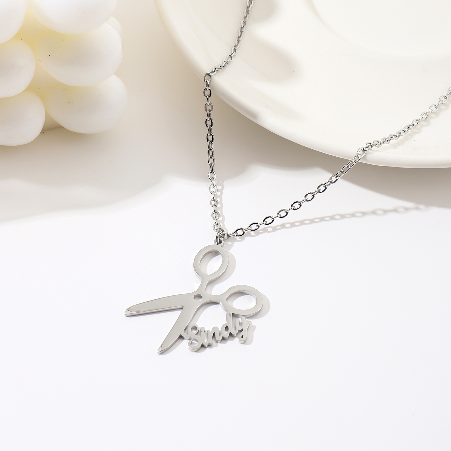 Scissor-shaped Custom Name Necklace  Gift for Hairdresser