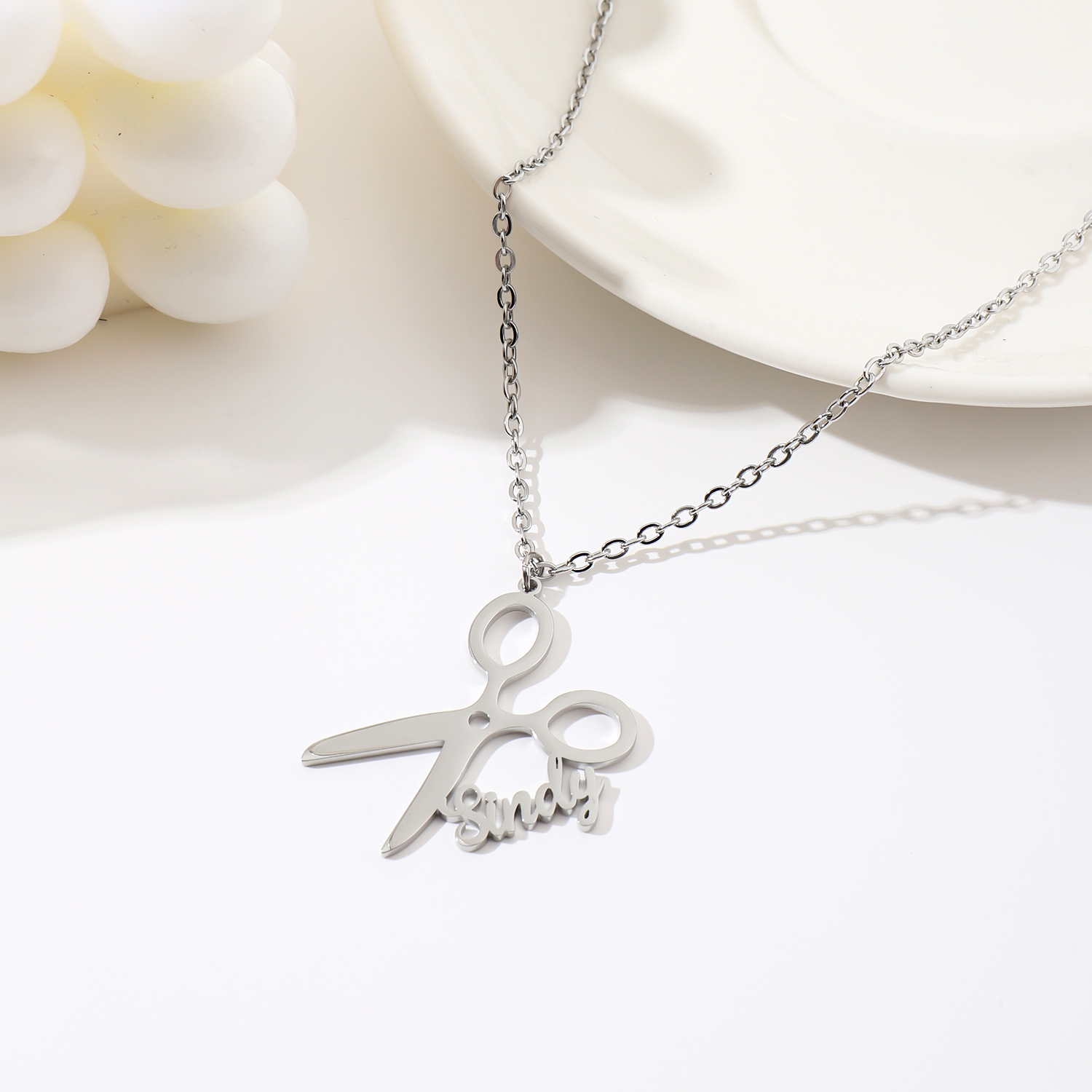 Scissor-shaped Custom Name Necklace  Gift for Hairdresser