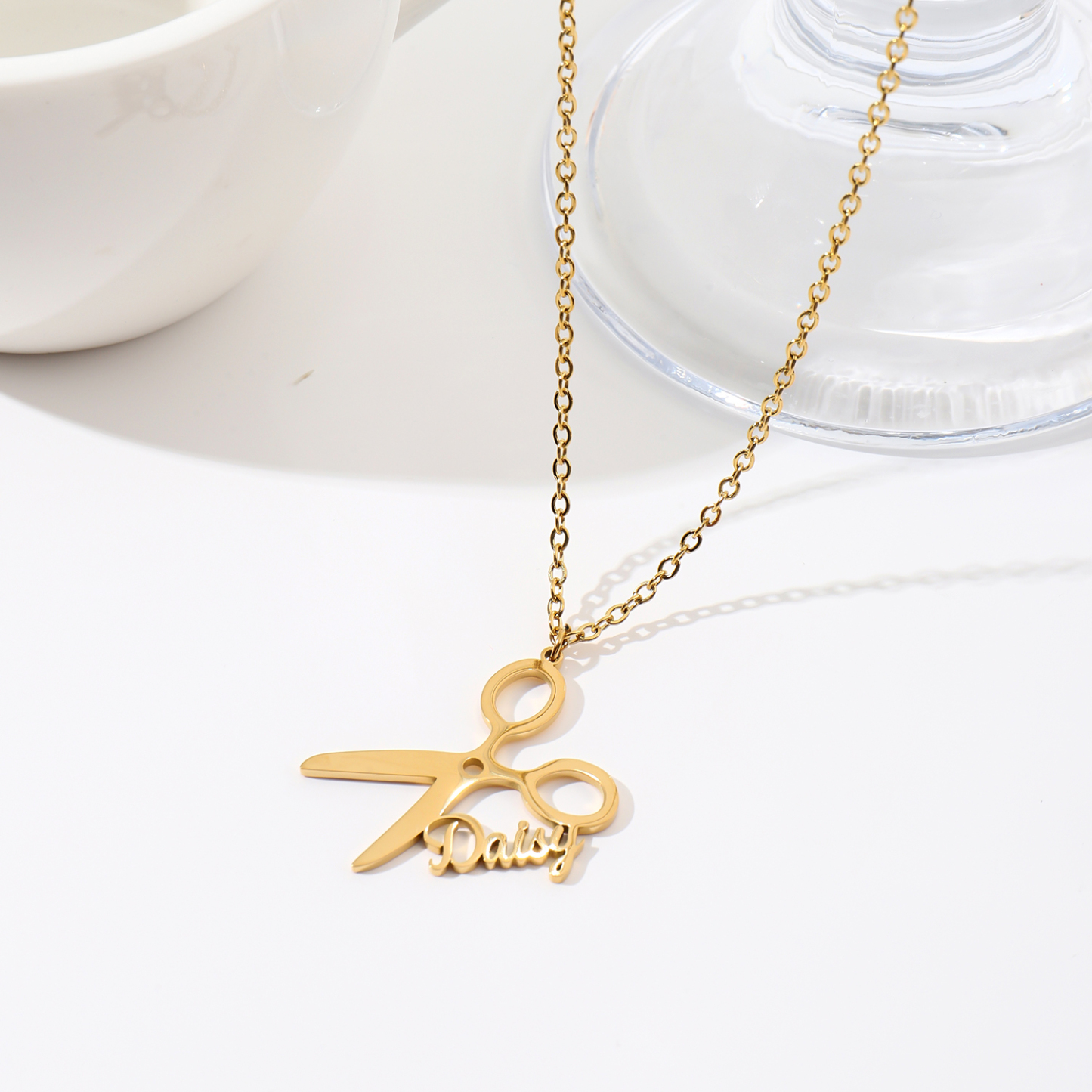 Scissor-shaped Custom Name Necklace  Gift for Hairdresser