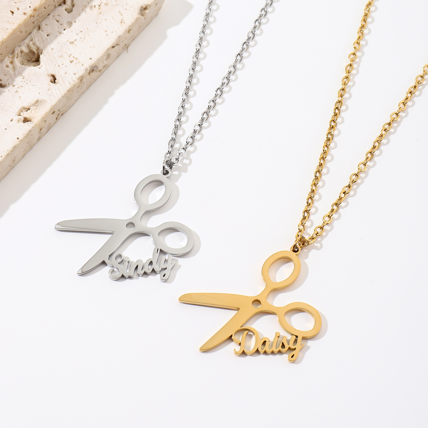 Scissor-shaped Custom Name Necklace  Gift for Hairdresser