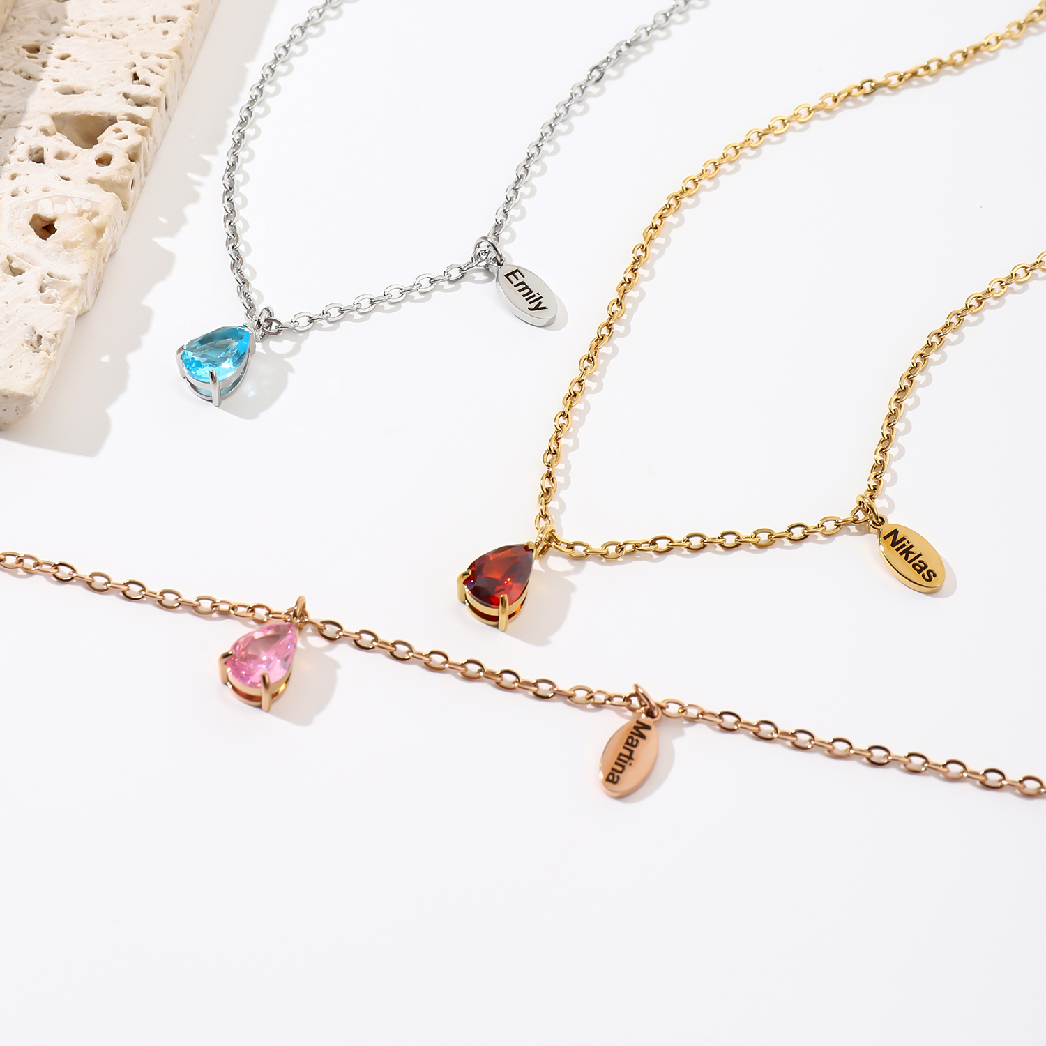 Custom Name Necklace with Shining Colored Rhinestones