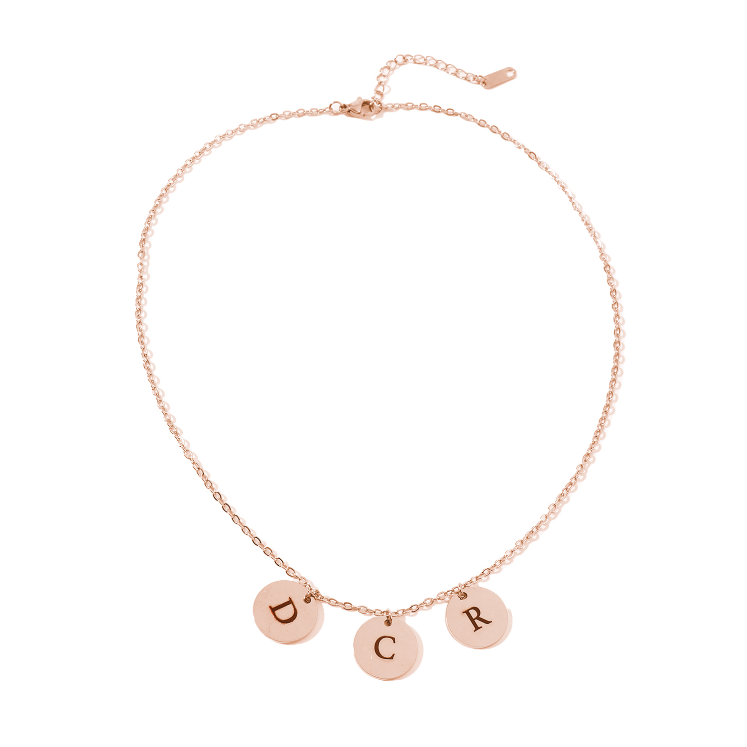 Custom Necklace with Letters Carved on Round Discs