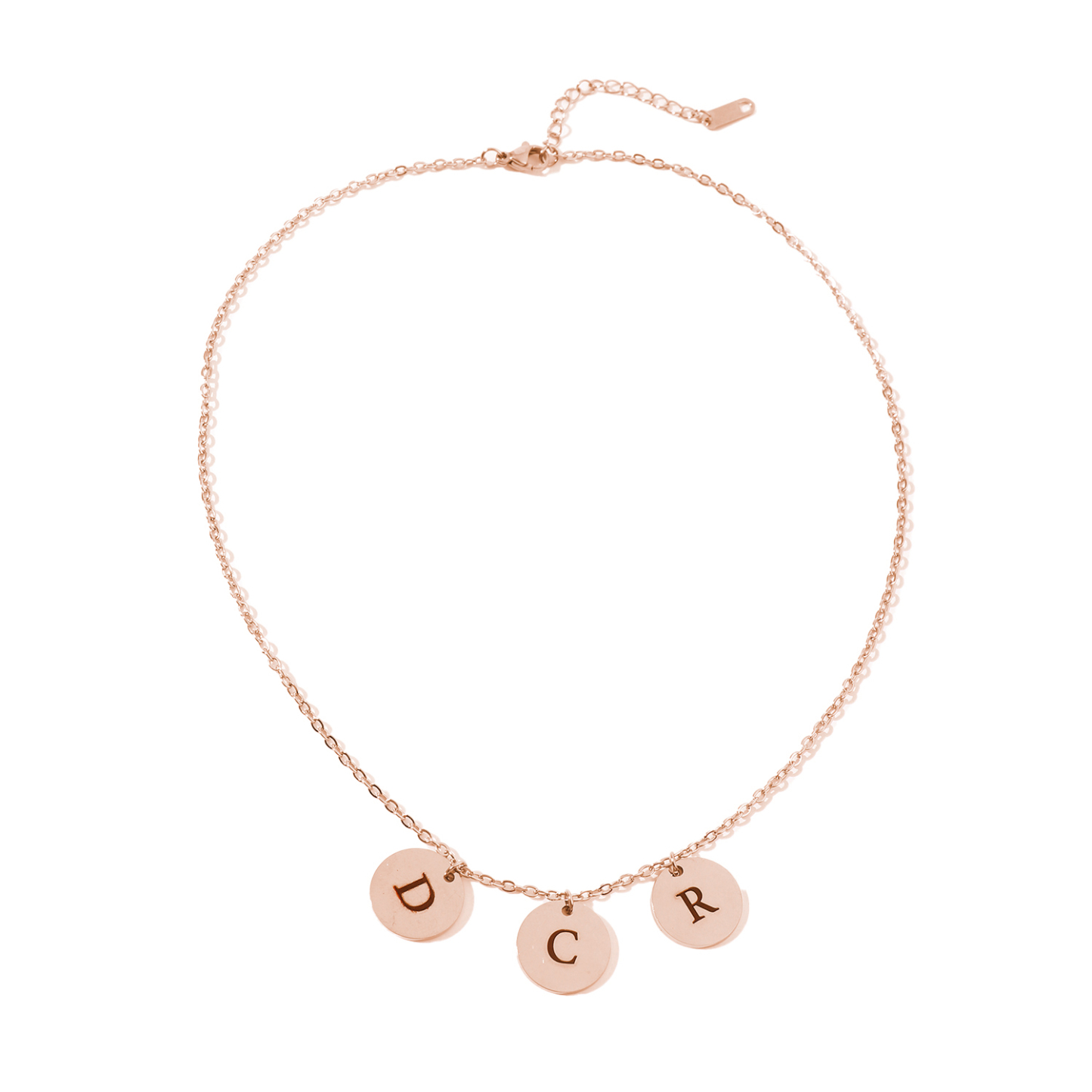 Custom Necklace with Letters Carved on Round Discs