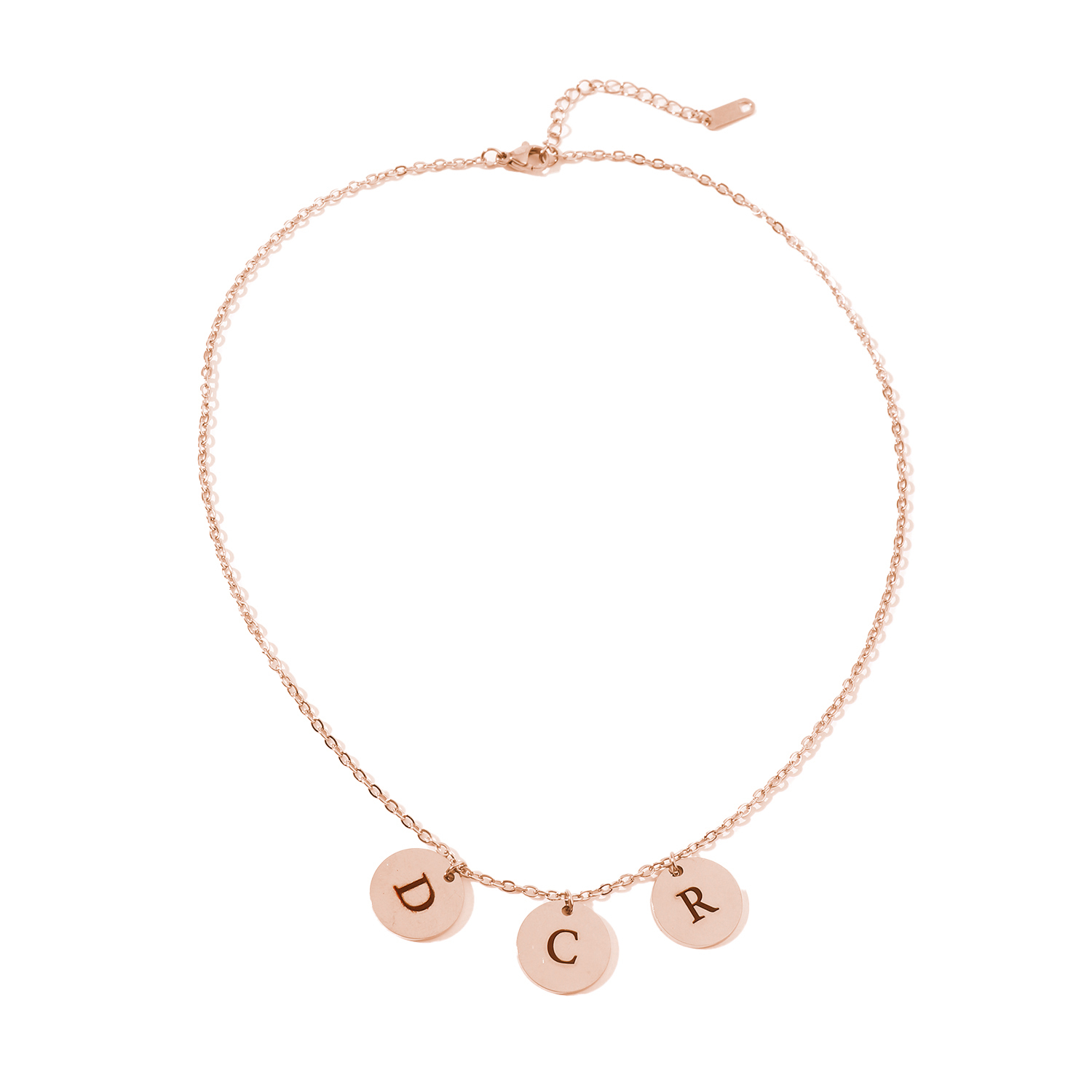 Custom Necklace with Letters Carved on Round Discs