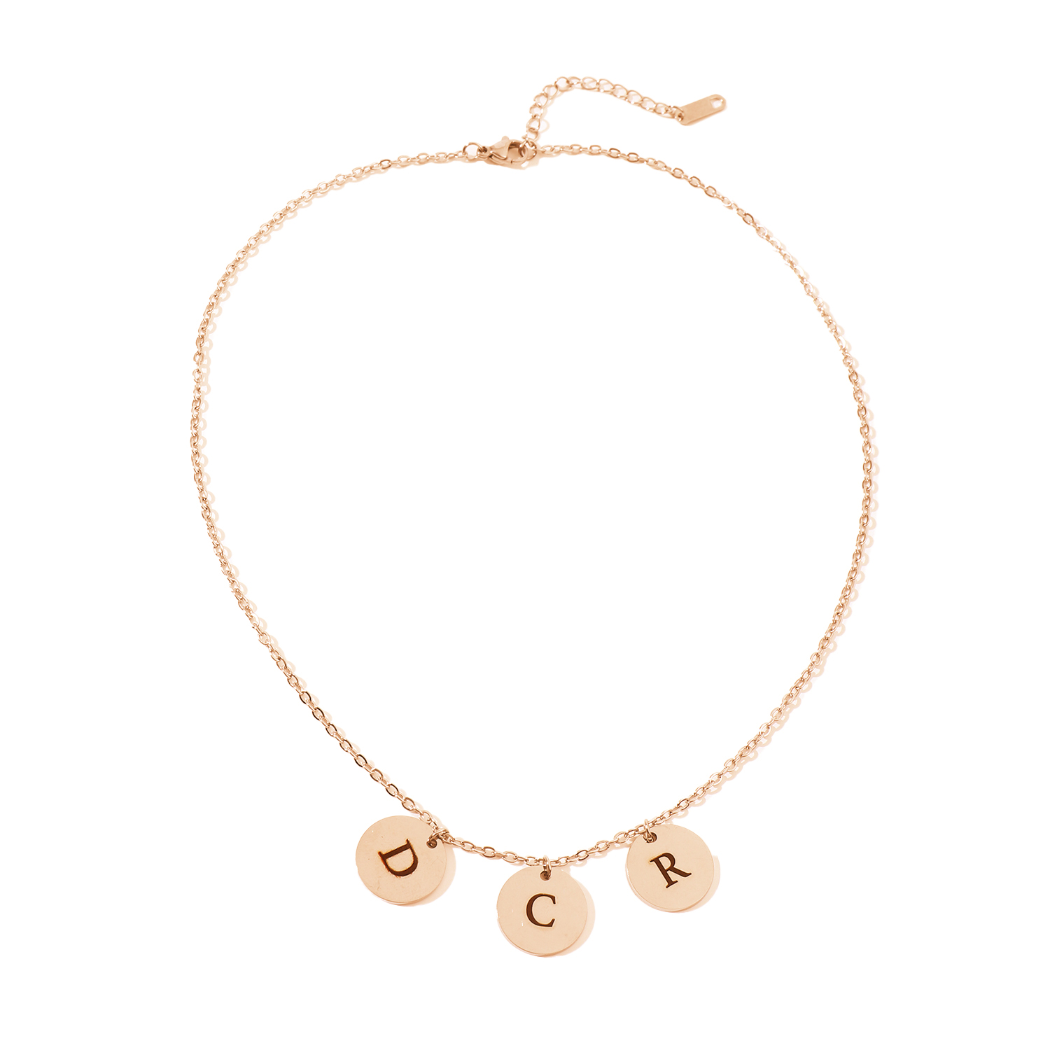 Custom Necklace with Letters Carved on Round Discs