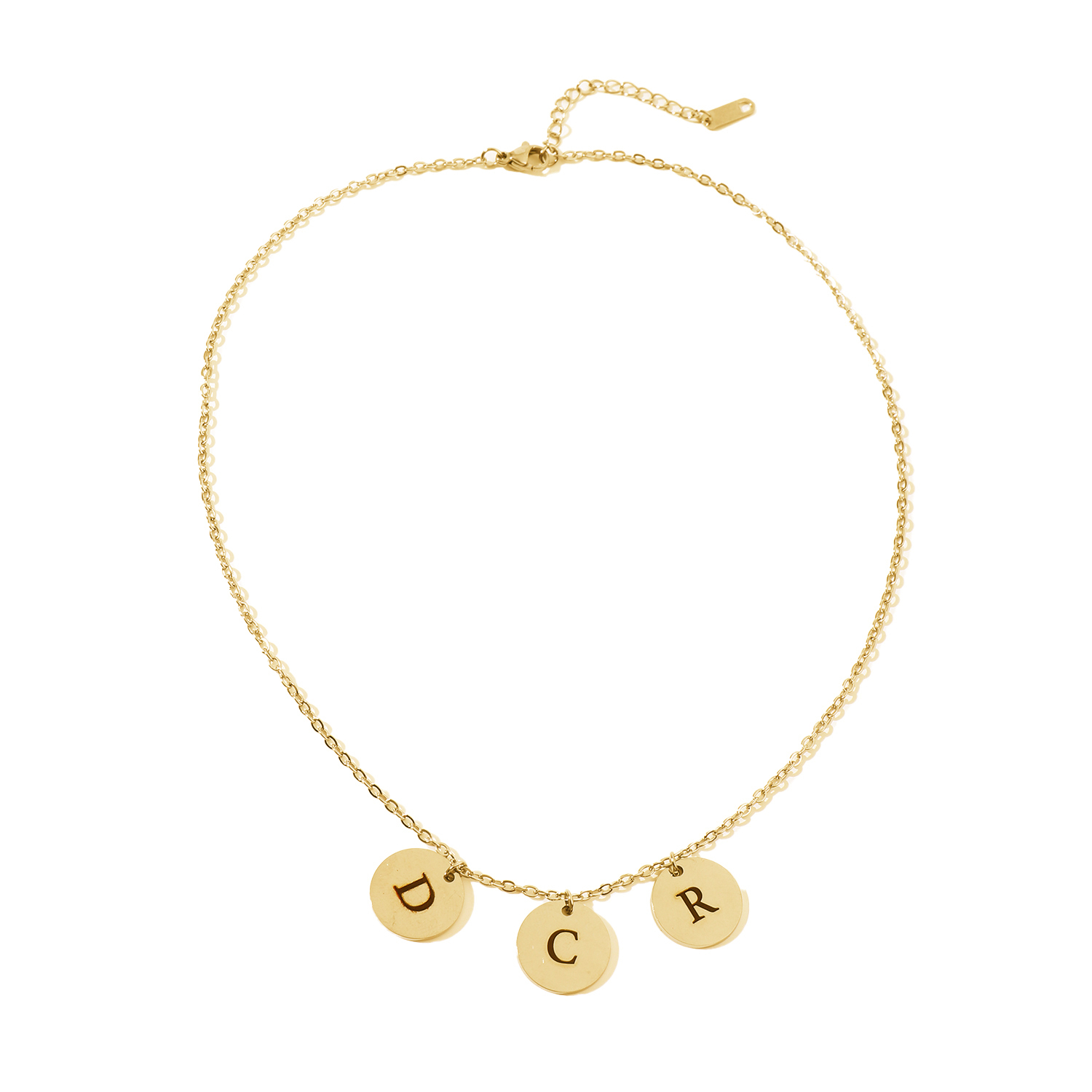 Custom Necklace with Letters Carved on Round Discs