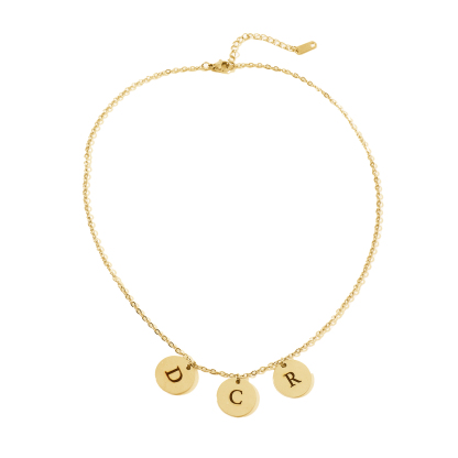 Custom Necklace with Letters Carved on Round Discs