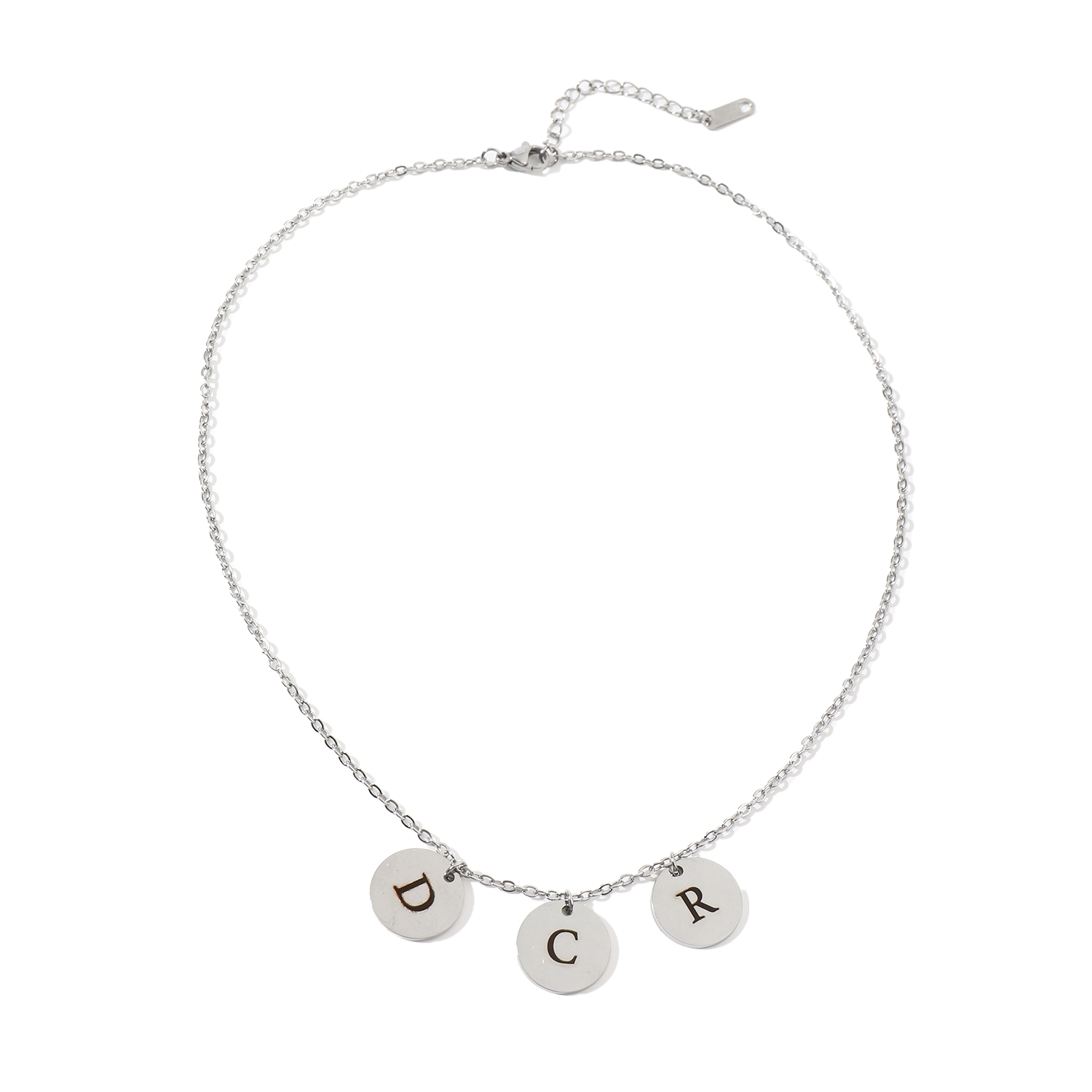 Custom Necklace with Letters Carved on Round Discs