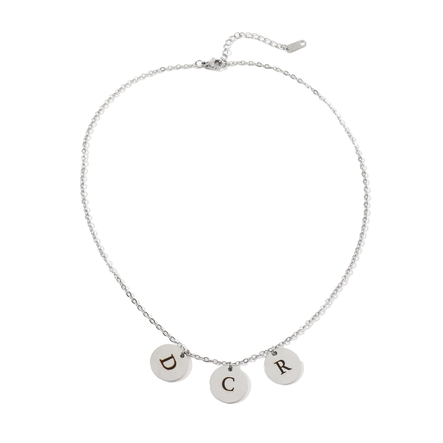 Custom Necklace with Letters Carved on Round Discs