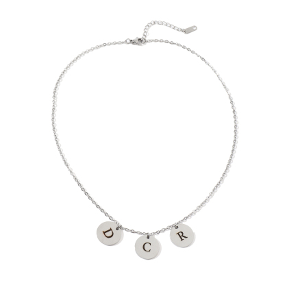 Custom Necklace with Letters Carved on Round Discs