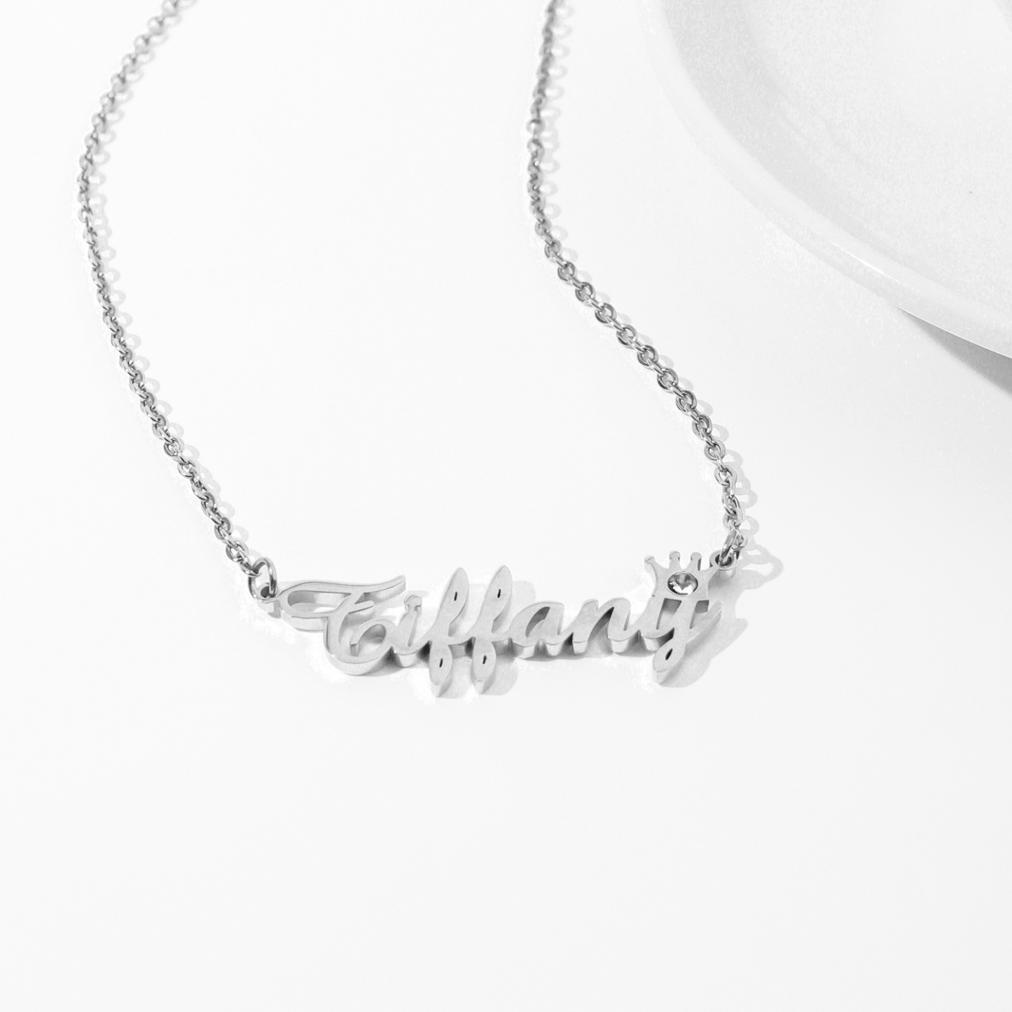 Custom Name Birthstone Necklace with Crown Design