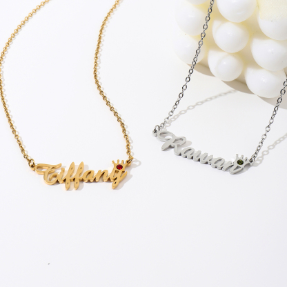 [Copy]Custom Name Necklace with Shining Birthstones
