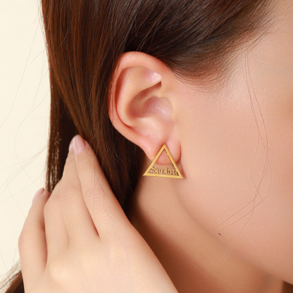 Small Triangle-Shaped Earrings Customized with Names
