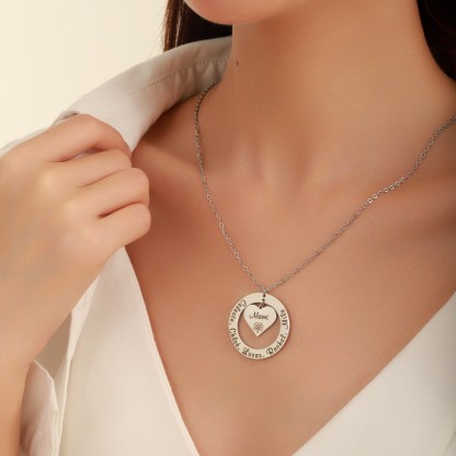 Custom Necklaces with Hearts and Ring Engraved with Names and Texts