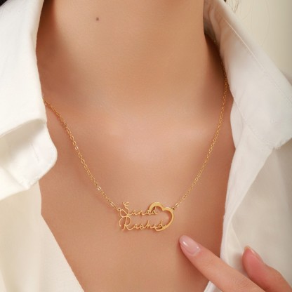 Custom Double Names Connected by Hearts